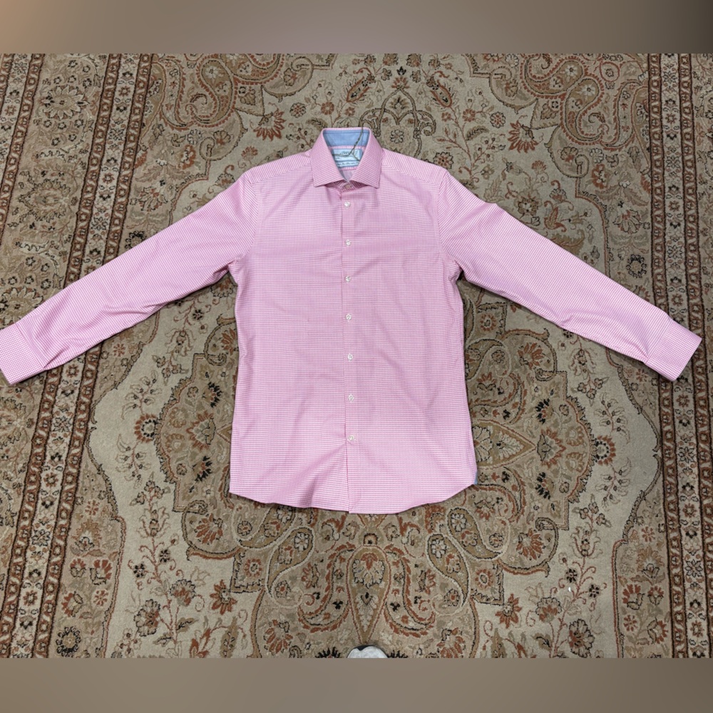 Charles Tyrwitt Dress Shirt Pink and White 16/36 Non Iron Extra Slim Fit